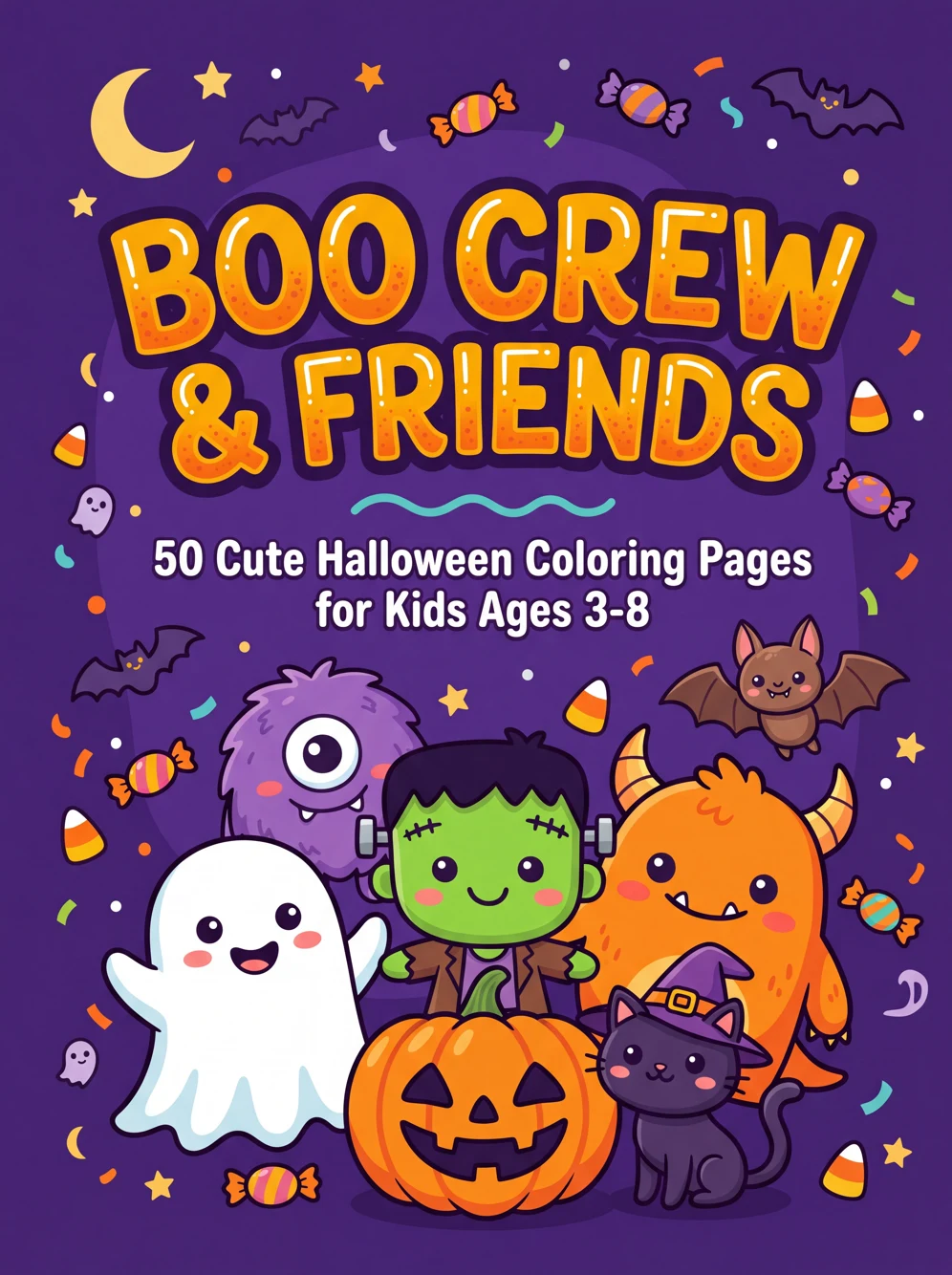 Boo Crew & Friends — 50 Cute Halloween Coloring Pages for Kids Ages 3-8, front cover